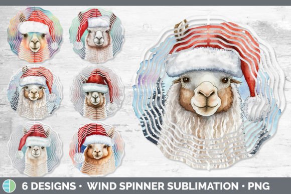 Christmas Alpaca Painted Wind Spinner Illustrations