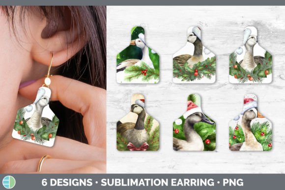 Christmas Barn Goose Cow Tag Earring S Illustrations