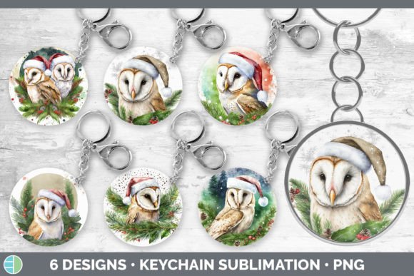 Christmas Barn Owl Keychain Bundle Key Illustrations