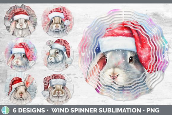 Christmas Bunny Painted Wind Spinner S Illustrations