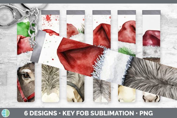 Christmas Donkey Key Fob Wristlet Subl Illustrations