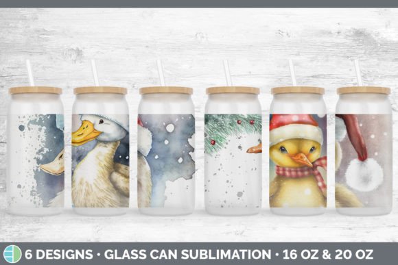 Christmas Duck Glass Can Sublimation B Illustrations