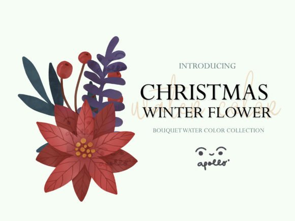 Christmas Flower Winter Watercolor 03 Illustrations