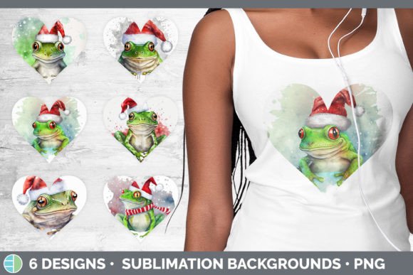 Christmas Frog Hearts Clipart Sublimat Illustrations