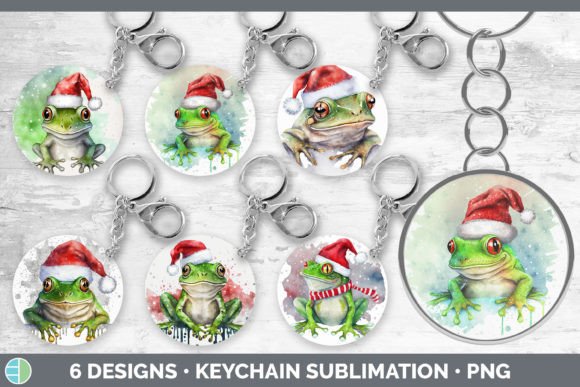 Christmas Frog Keychain Bundle Illustrations
