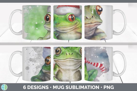 Christmas Frog Mug Sublimation Coffee Illustrations
