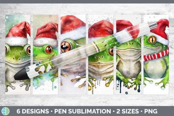 Christmas Frog Pen Wraps Epoxy Sublima Illustrations