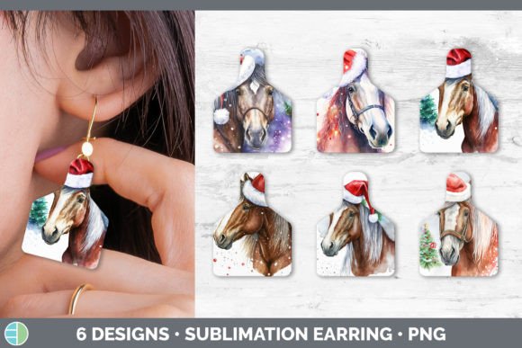 Christmas Horse Cow Tag Earring Sublim Illustrations