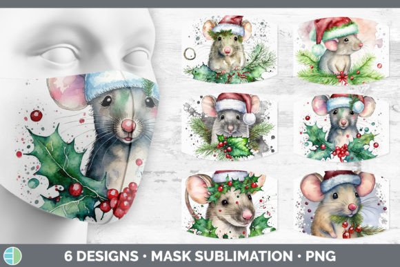 Christmas Mouse Mask Sublimation Bundl Illustrations
