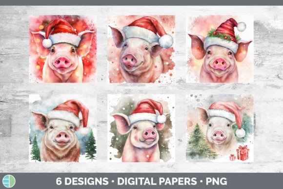 Christmas Pig Backgrounds Digital Scra Review