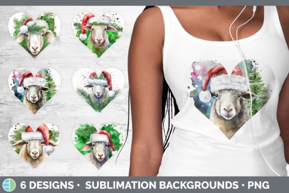 Christmas Sheep Hearts Clipart Sublima for Illustrations