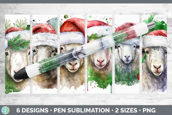 Christmas Sheep Pen Wraps Epoxy Sublim Illustrations