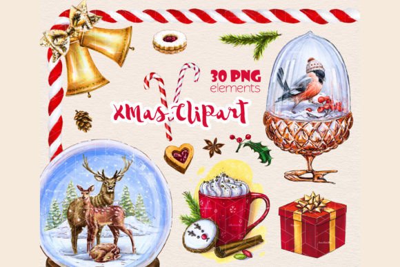 Christmas Stickers. Deer Family