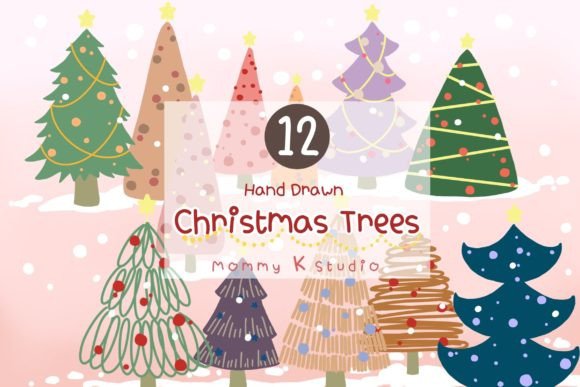 Christmas Tree Set5 Illustrations for Local Business Branding
