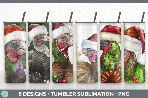 Christmas Turkey Tumbler Sublimation Bun Illustrations