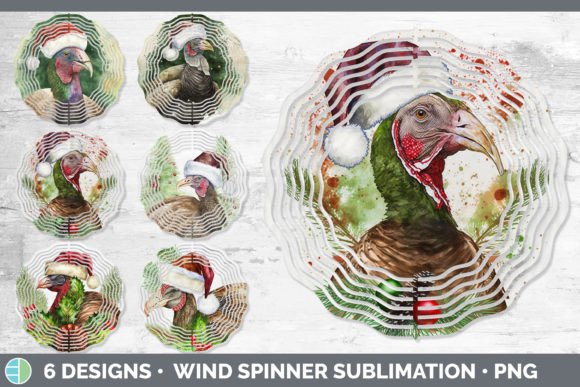 Christmas Turkey Wind Spinner Sublimat Illustrations