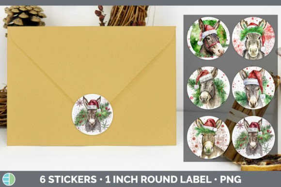 Donkey Christmas Sticker Illustration for Local Branding