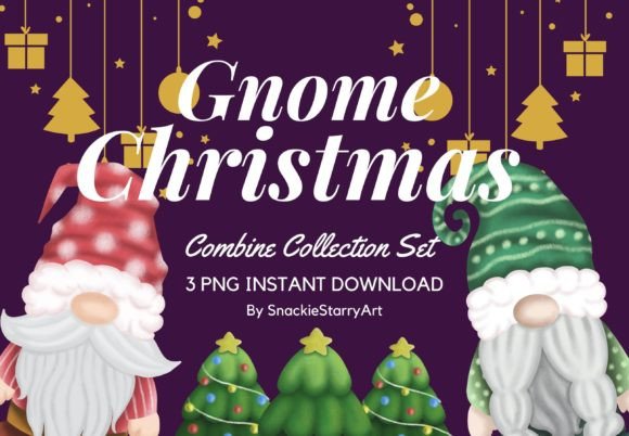 Gnome Combine Christmas Set Illustrations
