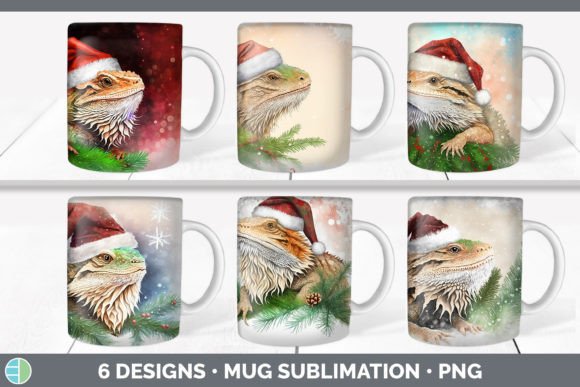 Santa Bearded Dragon Christmas Mug Illustration