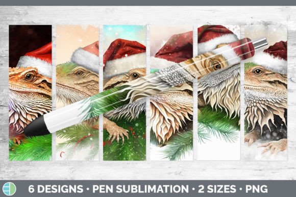 Santa Bearded Dragon Christmas Pen Wraps Illustrations