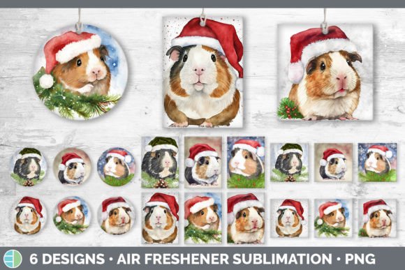 Santa Guinea Pig Christmas Air Freshener Illustrations