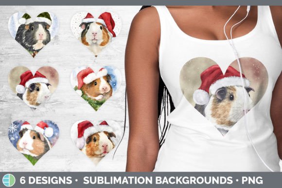 Santa Guinea Pig Christmas Hearts Clipar Illustrations