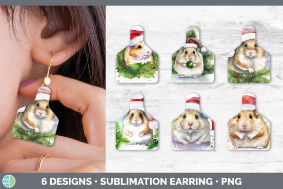 Santa Hamster Christmas Cow Tag Earring