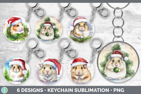Santa Hamster Christmas Keychain Bundle Illustrations