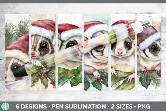 Santa Sugar Glider Christmas Pen Wraps Illustrations