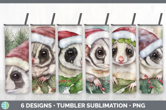 Santa Sugar Glider Christmas Tumbler Sub Illustrations