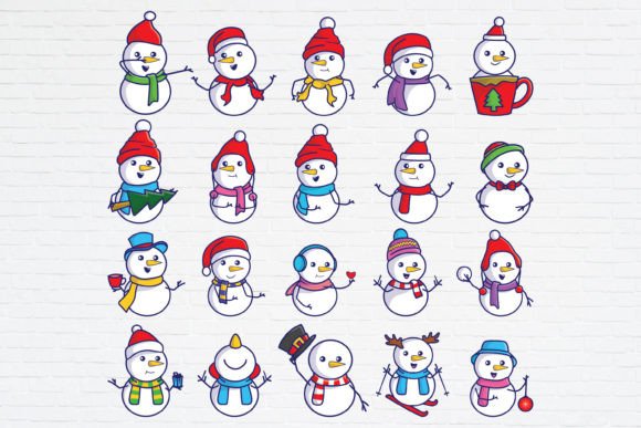 Set of Cute Christmas Snowman SVG for Local Business Branding