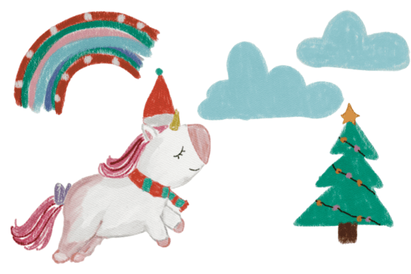 Unicorn with Christmas Day Illustration Review